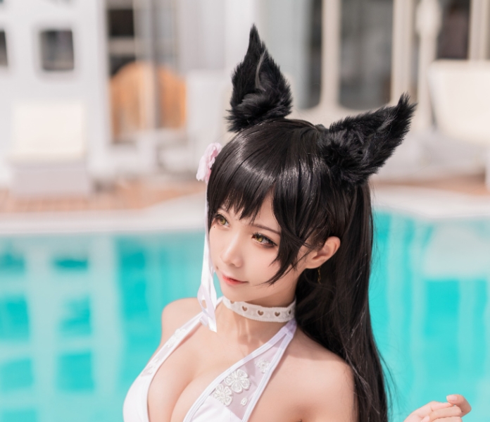 蠢沫沫 爱宕犬泳装Cos作品赏析｜高清图集/兽耳泳装/夏日主题插图1